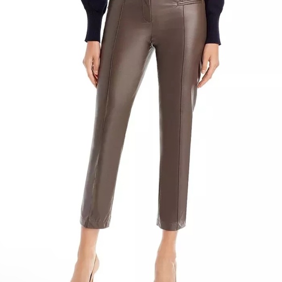 Fabiana Filippi Italy Faux Leather Ankle Trouser Mushroom Brown US 6 NWT Luxury - Picture 1 of 8